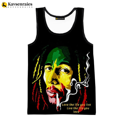 2023 New Fashion Bob Marley Tank Tops 3D Printed Graphic Polyester Sleeveless Shirts Men Hip Hop Harajuku Streetwear T-shirt