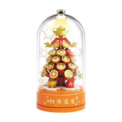JAKI new national tide series music box music box revenue Spring Festival decoration pieces adults building blocks toys