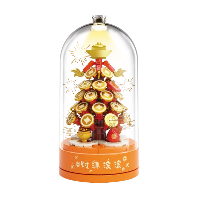JAKI new national tide series music box music box revenue Spring Festival decoration pieces adults building blocks toys