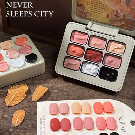 9-colors Tang Dynasty Never Sleeps City Patting Glue Smudge Canned High Saturation Popular Semi-Solid Nail-da tang bu ye cheng