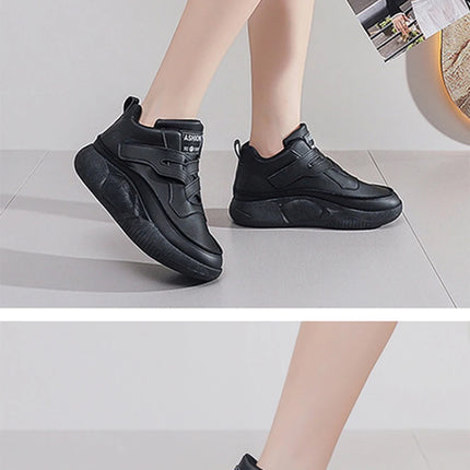 Women's High Top Shoes Spring Soft Leather ComfortableTravel Sneakers Casual Antislip Shoes