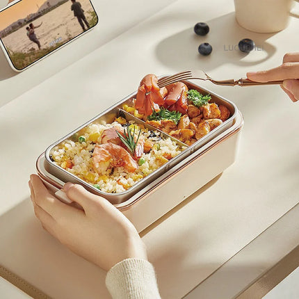 800ml Electric Lunch Box Office Lunch Box Portable Water-free Food Heater 304 Stainless Steel Plug In Keep Karm Lunch Box 220V