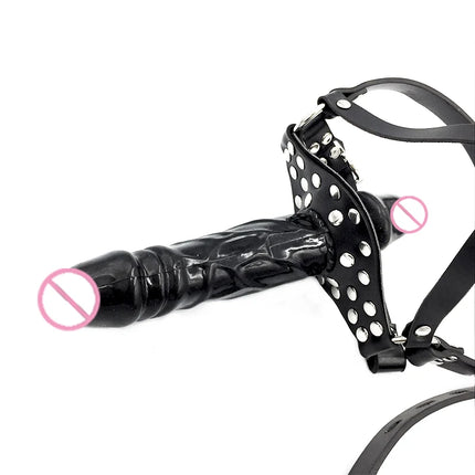 Bdsm Bondage Harness Strap Head Belts with Silicone Hollow Mouth Gag Ball and Nose Hook for Fetish Slave Role Play Sex Toys