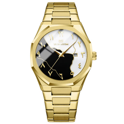 Top Brand Men Watch Marble Dial 42mm Arabic Scale Clock Silver Stainless Steel Quartz Movement Sports Business Wristatch for Men