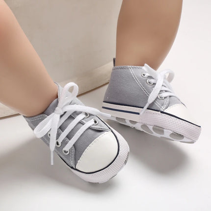 Baby Canvas Classic Sports Sneakers Newborn Baby Boys Girls Print Star First Walkers Shoes Infant Toddler Anti-slip Baby Shoes