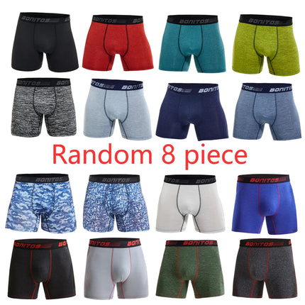 8pcs Random Men Boxers Polyester Men's Panties Underwear for Man Boxershorts Sexy Mens Square Underpants Comfortable Boxer Short