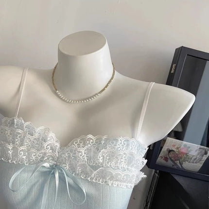 Sweet Lace Patchwork Crop Tank Top Female 2025 Women's Clothing Sling Slim Waist Tank Korean Summer Sexy Club Camis Ropa Mujer