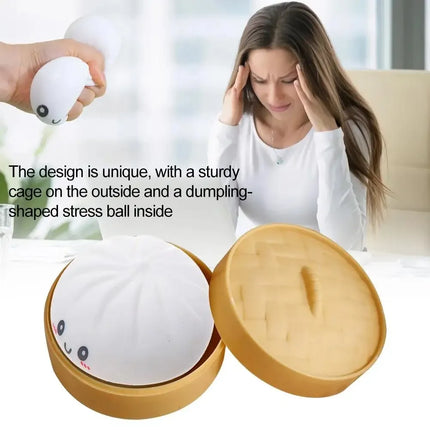 Giant Dumpling Squeeze Toy for Anxiety Relief Soft Steamed Stuffed Bun Simulation Food Fidget Decompression Dough Toy
