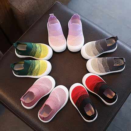 Size 20-31 Children Shoes Spring Autumn Kids Sneakers Soft Breathable Mesh Boys Slip-on Shoes Patchwork Color Girls Shoes