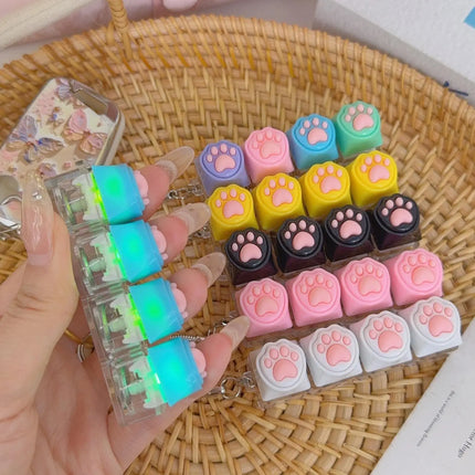 Cat Claw Button Decompression Toy Mechanical Keyboard 4-Key Shaft Tester Luminous Decompression Button Keyboard Keychains