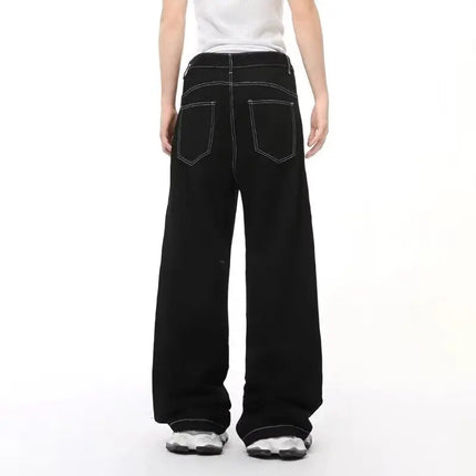 2026 Men Loose Straight Jeans American Style Vintage Versatile Comfortable Denim Trousers Fashion Male Classic Black Trousers