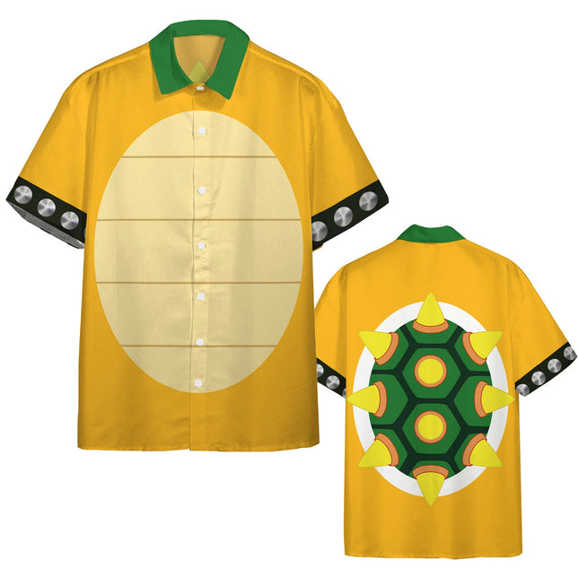 CLOOCL Men Casual Shirts Cartoon Bowser 3D Print Short Sleeve Hawaii Shirt Male Women for Summer Beach Vacation Cosplay Costumes