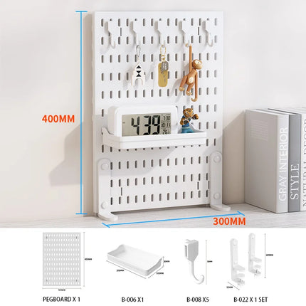 Home & Office Desktop Pegboard: Height-Adjustable Standing Storage Rack for Supplies, Also for Decorative Figurine Display