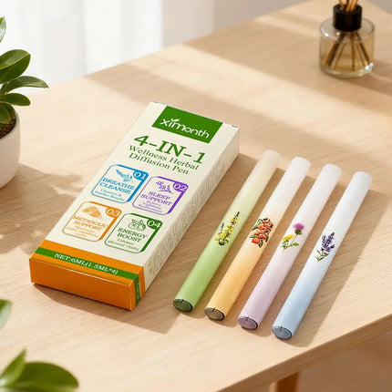 4pcs Air Freshener Pen Relaxation Sensory Clear Breathing Good Mind Freshening Fragrance Aromatherapy Diffuser Lung Cleaning Pen