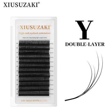 XIUSUZAKI Double Layers W Shaped YY 3DW 4DW Lashes Extensions C+D Curl False Eyelashes Extensions Premade Volume Fans Lashes