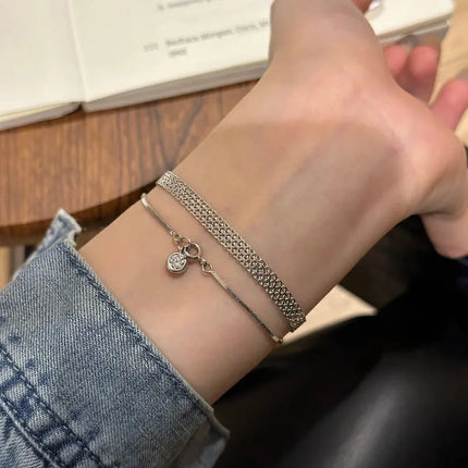 Stainless Steel Watch Strap Bracelets Vintage Woven Strap Bracelet for Women Daily Simple Versatile High-end Jewelry Girl's Gift