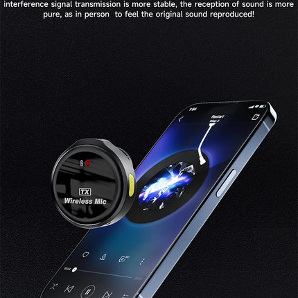 Wireless Lavalier Lapel Mini Microphone for iPhone iPad Android Outdoor live streaming Recording Interview with Magnetic Clip