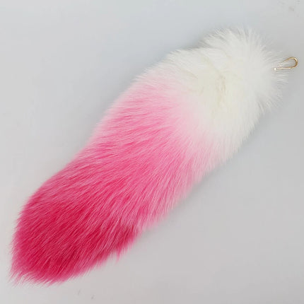 natural fox fur tail keychain furry 2024 chic y2k  beautiful accessory length 40 cm Car Keychains For Women