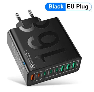 Total 150W USB Charger 8 Ports Fast Charging Phone Charger Quick Charge 3.0 Wall Charger Adapter For iPhone 17 Samsung Xiaomi