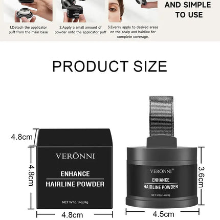 VERONNI Hairline Powder Hairline Shadow Powder Makeup Hair Concealer Forehead Filling Natural Cover Unisex Hair Loss Product