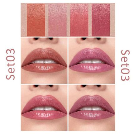 4Pcs/set Makeup Lipstick Korean Cosmetics Sexy Lipstick Set Lip Tint Lip Gloss Waterproof Maquillaje Matte Long Lasting Make Up