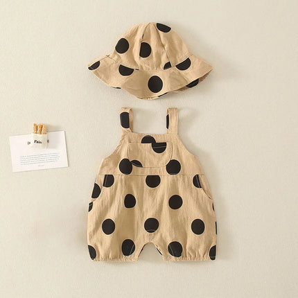 MILANCEL Summer Baby Rompers Toddler Dot Overalls Infant Girls Clothes With Hat Boys Jumpsuit