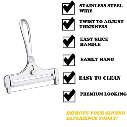 Aluminum Alloy Cheese Slicer with Wire Adjustable Thickness Cheese Butter Cutter  for Soft and Semi-Hard Cheeses Kitchen Gadgets