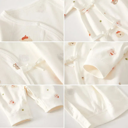 Cartoon Print Baby Long Sleeved Romper 0-6Month Newborn One Piece Outfit Boys Girls Cotton Jumpsuit Spring Autumn Kids Clothing
