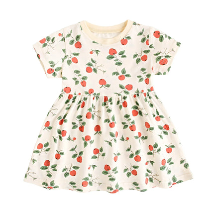 Sanlutoz Summer Short Sleeve Baby Girls Dress Little Kids Dresses Soft Clothing Holiday Casual
