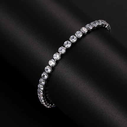 Luxury Hiphop Iced Out 4mm Cubic Zirconia Crystal Tennis Bracelets For Women Men Gold Color Silver Color Bracelet Chain Jewelry
