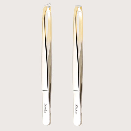 A gold stainless steel eyebrow tweezers, with flat and oblique styles, plucking eyebrows and beard pliers tweezers tools, unisex