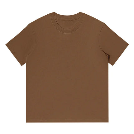 Combed cotton 240g heavy-duty pure cotton double yarn short sleeved t-shirt men's trendy brand solid color round neck top