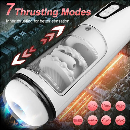 Automatic Telescopic Male Masturbation Cup Silicone Vagina Vibrators Sex Toys Sucking Deep Throat Masturbator 18