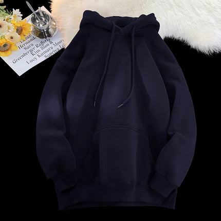 Factory Direct Sales Latest Solid Color Loose Breathable High Street Retro Men's Crew Neck Cotton Versatile Hoodie
