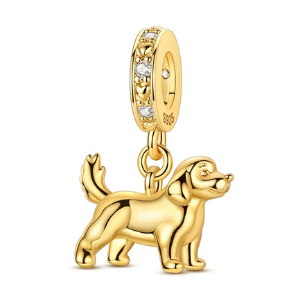 Hot Sale 925 Sterling Silver Puppy Beads & Teddy & Golden Retriever Dangle Charm Fits Bracelet Beloved Pet Pendant Gifts