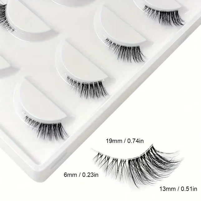 5 pairs Natural Look Curly Half Lashes-Add Volume and Definition to Your Eyes for Dating, Parties, and Stage Makeup-Half Lashes