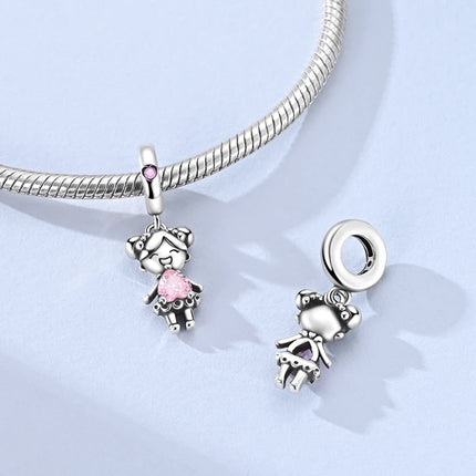 925 Sterling Silver Charms Mother Girl Boy Family Life Pendant Beads Fit Original Bracelet Necklace Diy Charm Women's Party Gift
