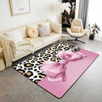 Striped Red Leopard Area Rug, Color Block Wild Animal Hide Print, Non-Slip Washable Mat for Living Room Sofa Dining Room Indoor