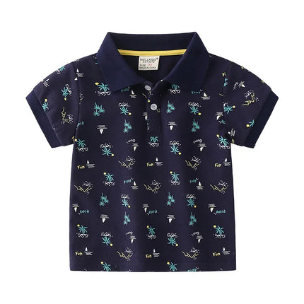 2026 Short Sleeve Summer Boy's Polo Shirt Children's Tops Wear Leaf 90-130 CM Kids Tees Soft Boys Outfits 4-6Y