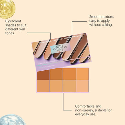 Zephoco Cream Concealer Palette Dark Circles Cover Matte Long Lasting Soft Skin Contouring Face Concealer Makeup Cosmetics 11g
