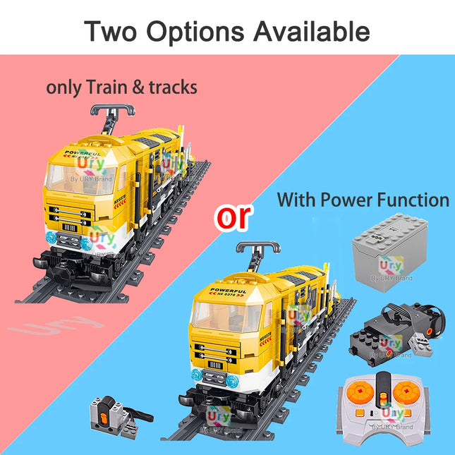 Technical Electric Train Sets City Cargo Steam Railway Engineering Tracks Motor RC Car Building Blocks Toys for Gifts