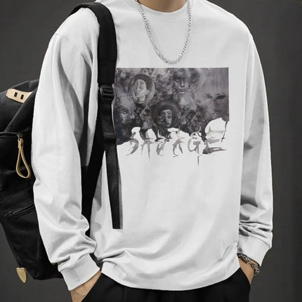 T-shirt for Men Summer Cross of Thorns Suitcase Men's T-shirts Long-sleeved Dark Hip-hop Men's oversize t-shirt Y2k T Shirt Tops
