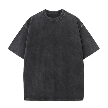 Summer 230g Retro Heavyweight Pure Cotton Round Neck T-shirt Custom Washed Loose Short Sleeved Oversize Men Top