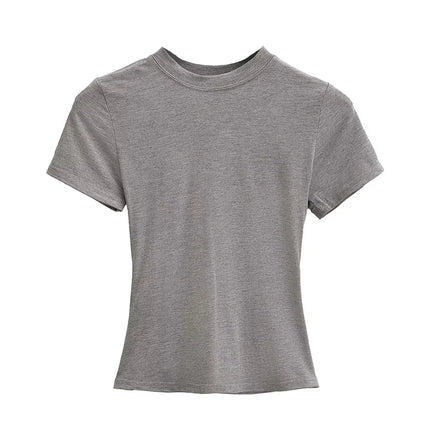 2025 New High Quality Casual T-shirt Sexy Slim Short Sleeves Fashion Trend Solid Women's Clothing Y2K Tops