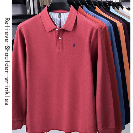 High-end brand 100% cotton long sleeve polo shirt, fashion luxury, pony embroidery, business casual comfort, new Paul men's T-shirt