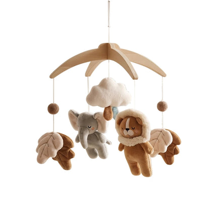 Baby Crib Mobile Rattle Toy For 0-12 Months Cartoon Felt Forest Animal Bed Bell Hanging Wooden Bracket Mobile Newbaby Rattle Toy