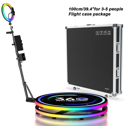 Rotating 360 Video Photo Booth Machine For Parties Events With Flight Case Free Customize Logo RGB Ring Light App/Remote Control