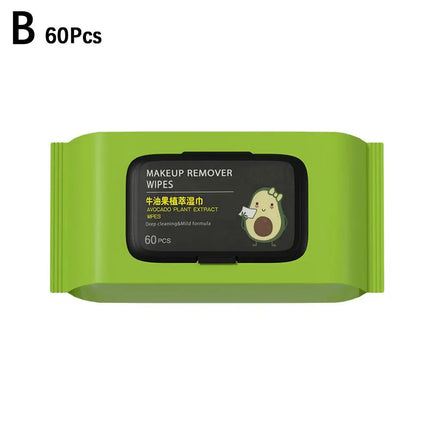 12/80 PCS Avocado Scented Makeup Removing Wipes - Deep Cleansing, Travel-Friendly, Single-Use
