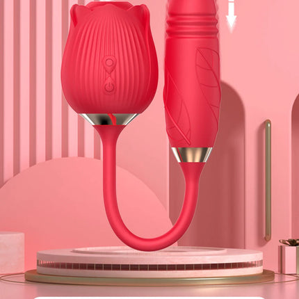 Rose Toy Sucking Vibrator Stimulator for Women with 10 Suction Thrusting Dildo G Spot Vibrators Adult Toys for Women Men Couples