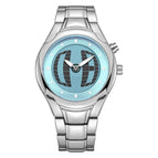 Round Silver Blue